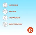 Iconen voor matterend, anti-aging, hydraterend en zachte textuur. SPF 30.