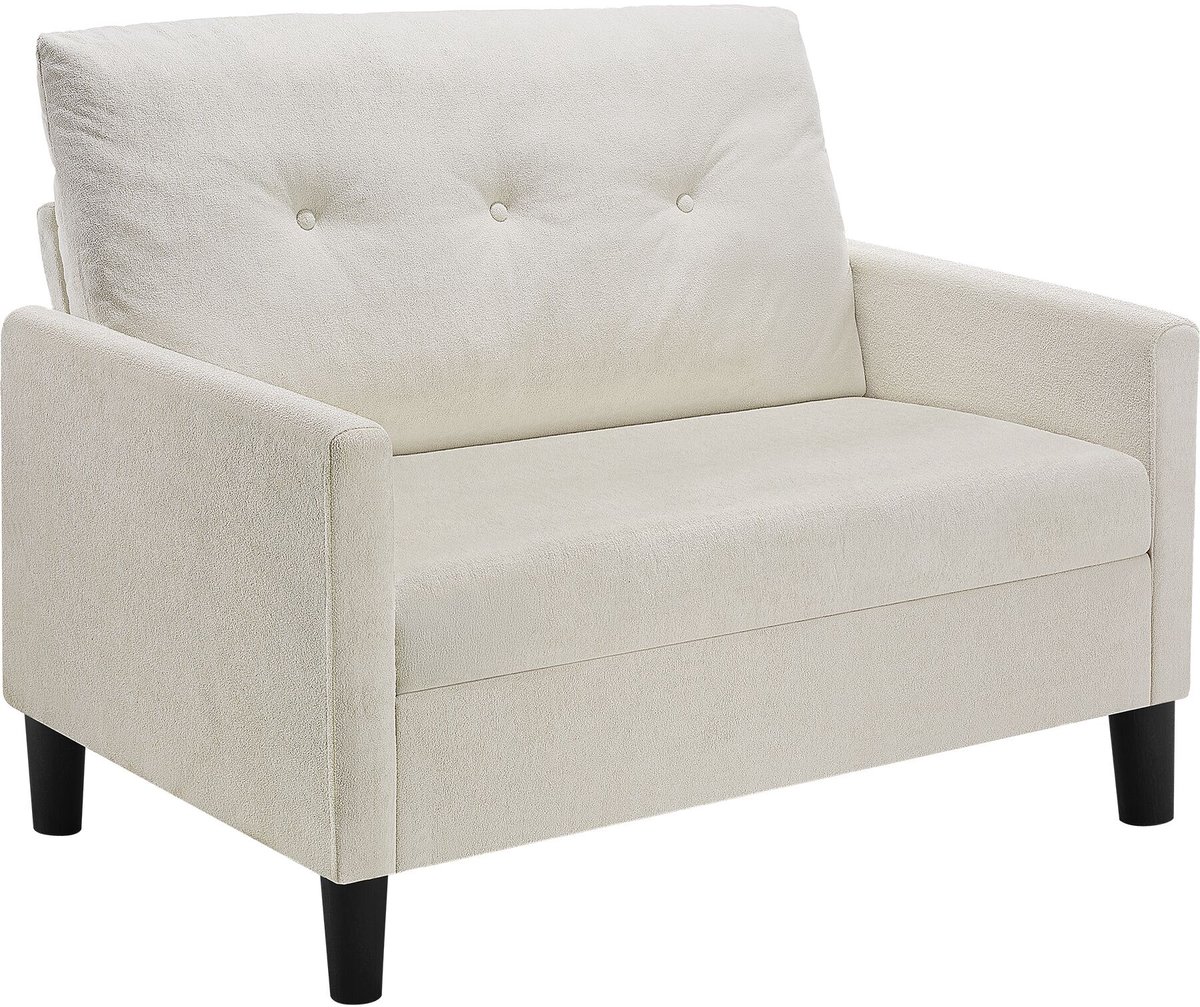 tectake® Zitbank - 2 Zits Bank met Armleuningen - 2 Personen - 121,5 x 77 x 91 cm - Ultradikke Vulling met Binnenvering - Afneembare en Wasbare Hoezen - Draagkracht 300 kg - Crème