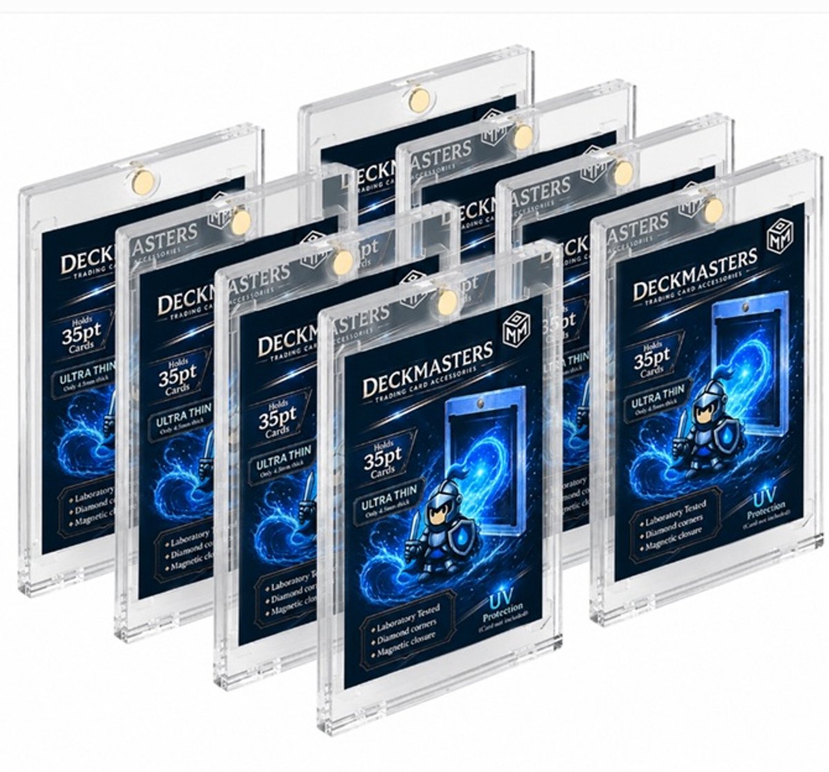 Deckmasters Magnetische Kaarthouders 35PT – Magnetic Cardholder – Toploader - 8 Stuks - Ultra Dun 4,5 mm - 99% UV-Bescherming - Geschikt voor Sportkaarten, MTG, Pokemon, One piece, etc - Individueel verpakt in hersluitbare soft sleeve