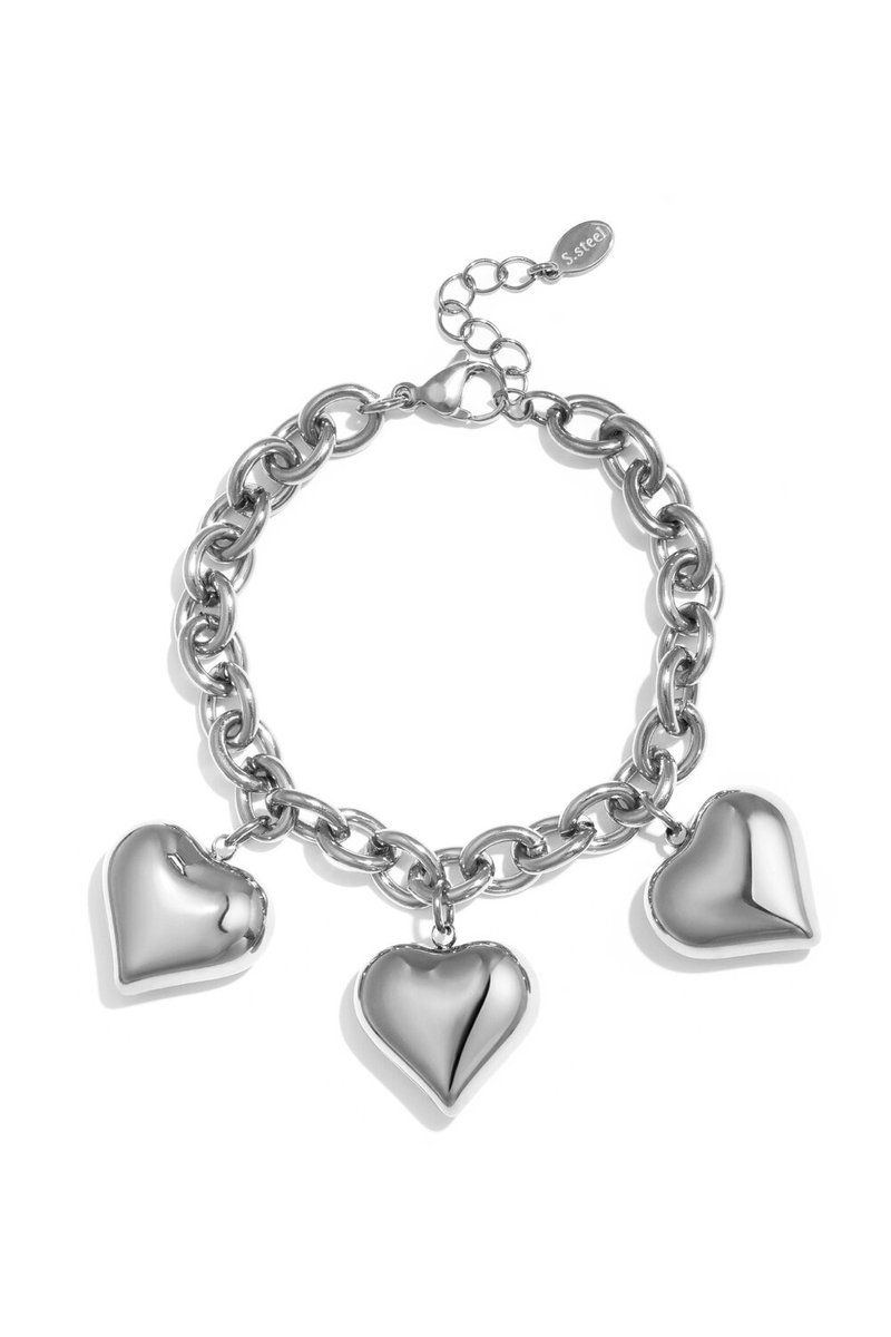 Bijoutheek Armband (Sieraad) Chunky Harten Zilverkleurig