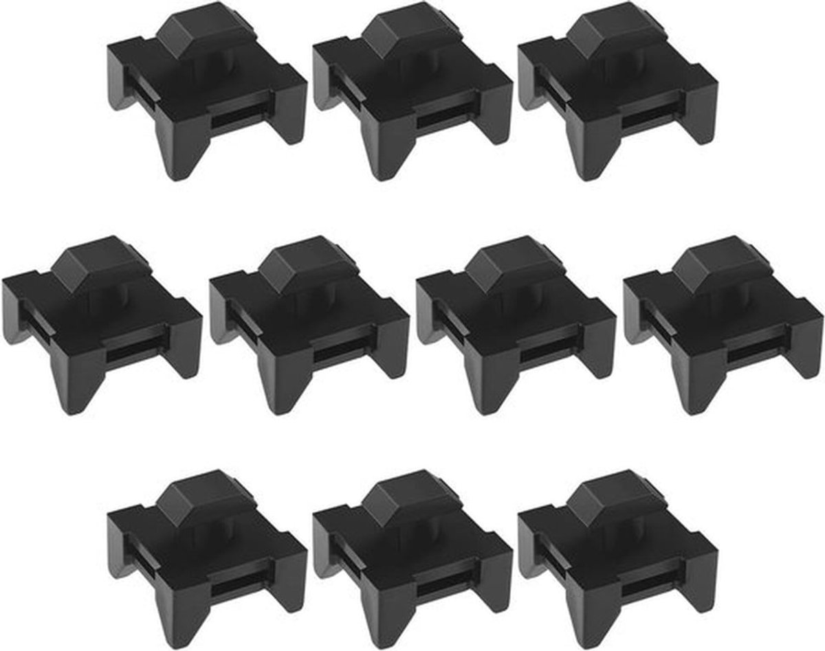Kabelhouder - Kabelclips - 10 stuk - Zwart - Installatie - Kabelbevestiging - Geschikt voor Europese standaard - 4040 Aluminium profielen - Kabelgoot - Zwart - 13x7,5 mm