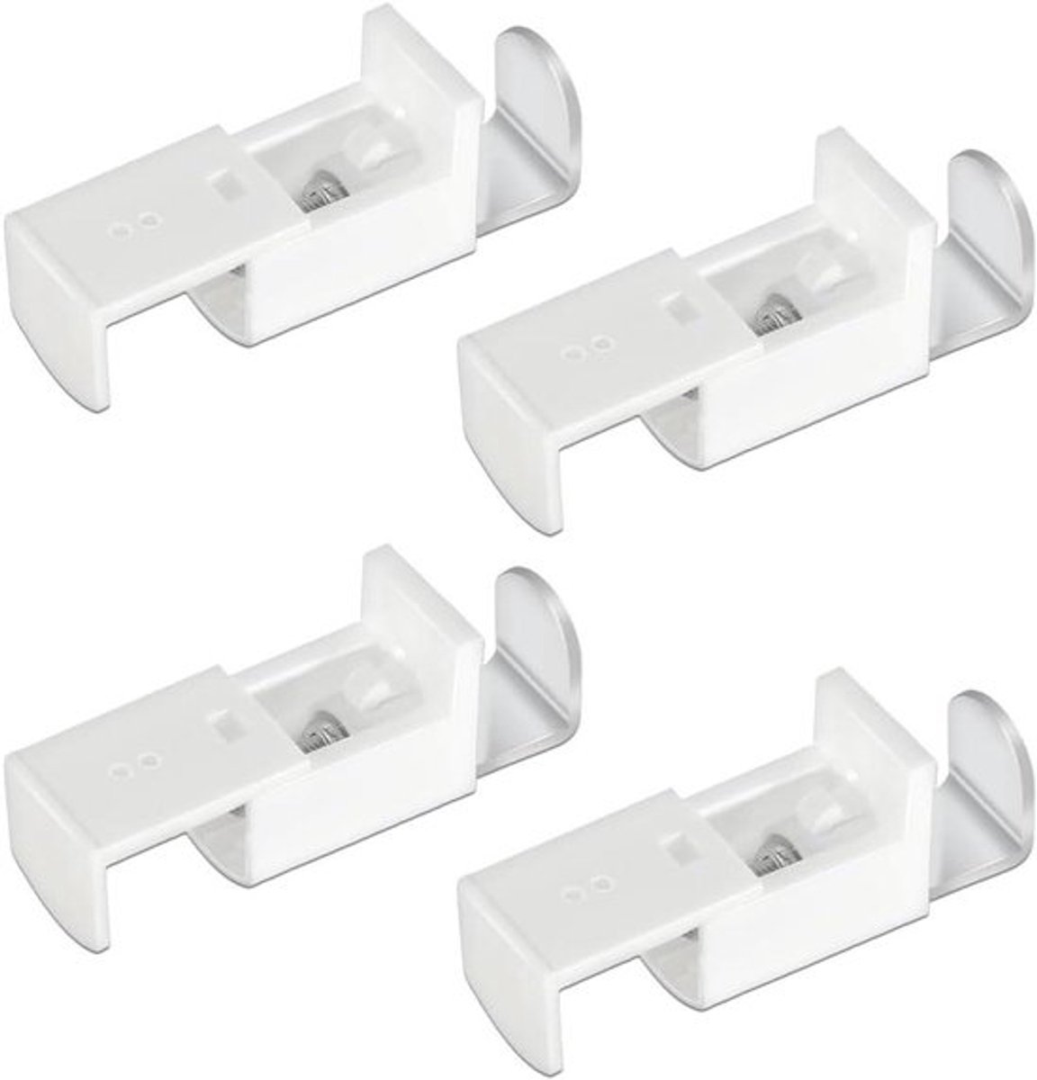 Set van 4 klemdragers voor bevestiging van plissé rolgordijn - Accessoires voor duo-dubbel rolgordijn - Verstelbaar tot 20 mm - Wit