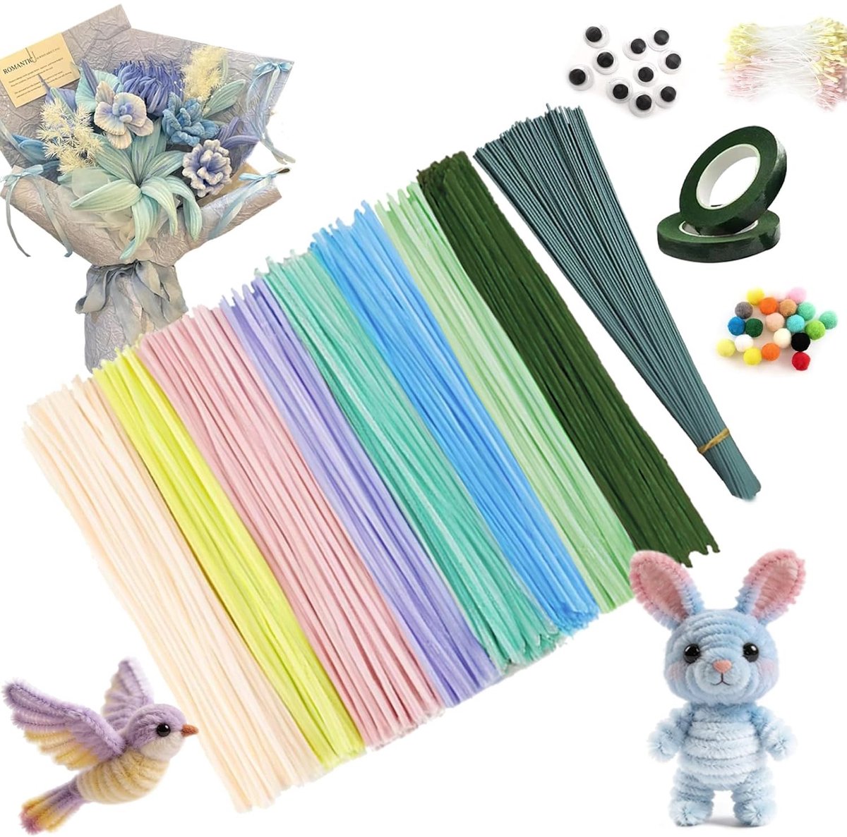 300PCS Pijpenragers voor Creatieve Projecten, 30 cm Lang, Ideaal voor Bloemen en DIY Dierfiguren
