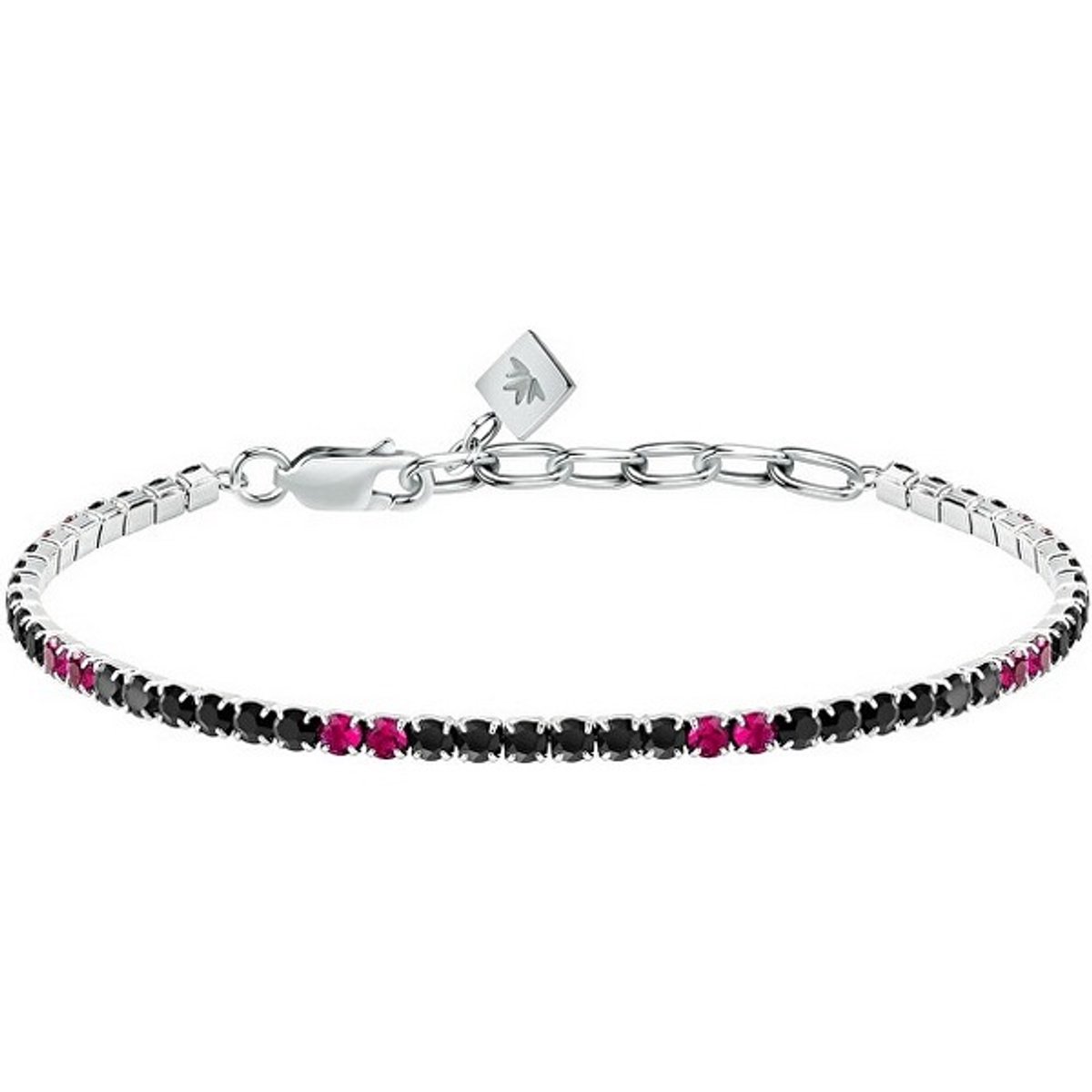 MORELLATO TENNIS SATT26 ZILVEREN ARMBAND MET ZWARTE/ROZE ZIRKONIA'S 1 STUK