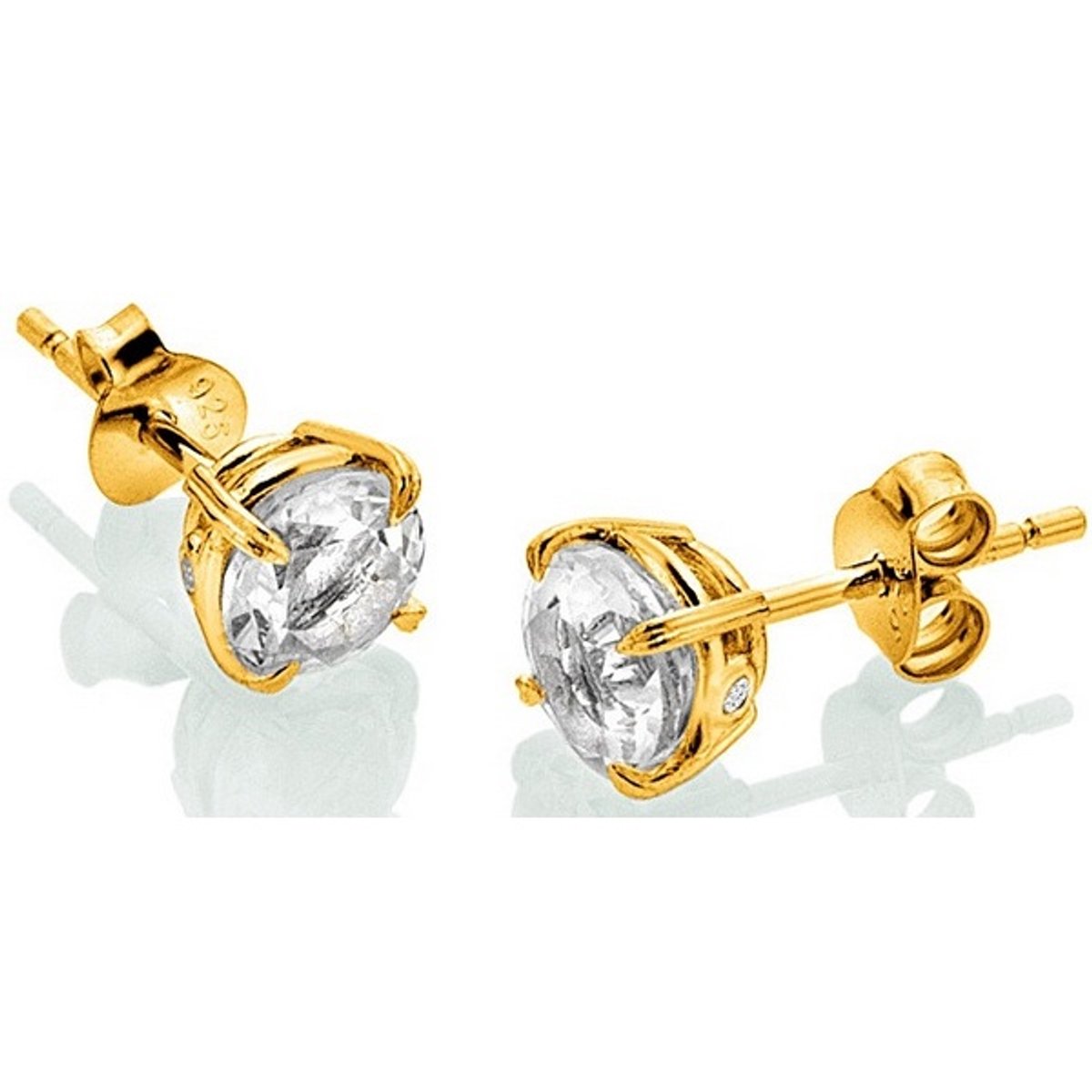 HOT DIAMONDS DE834 GOUDEN OORKNOPJES MET DIAMANT EN WITTE TOPAAS 1 PAAR