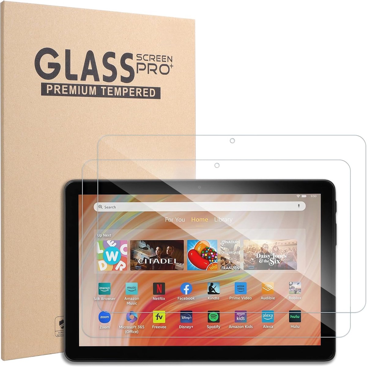 Thijox - 2 Stuks Schermbeschermer voor Fire HD 10 Kids Pro/10 Kids/Fire HD 10 (13e/11e generatie, 2023/2021), 9H Hardheid, HD Clear, Perfecte Bescherm