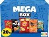 Mega Box met 20 zakjes chips: Cheetos, Lay's Paprika, Lay's Naturel, Doritos Nacho Cheese en Lay's Bugles.