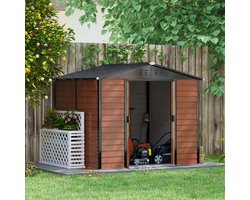 Metalen Tuinhuis 240x206x198 cm – Tuinschuur van Staal, Schuifdeuren en Lessenaarsdak – Opbergruimte voor Tuingereedschap – Weerbestendig