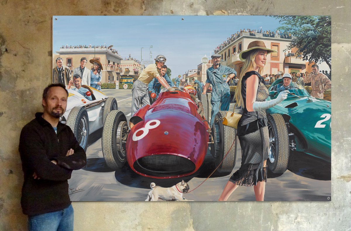 A giant Cover of the 1957 Pescara Grand Prix (235x150 Cm) This PCV cover is ideal if you want to decorate your garage, a brewery, a show room, racinginthepast