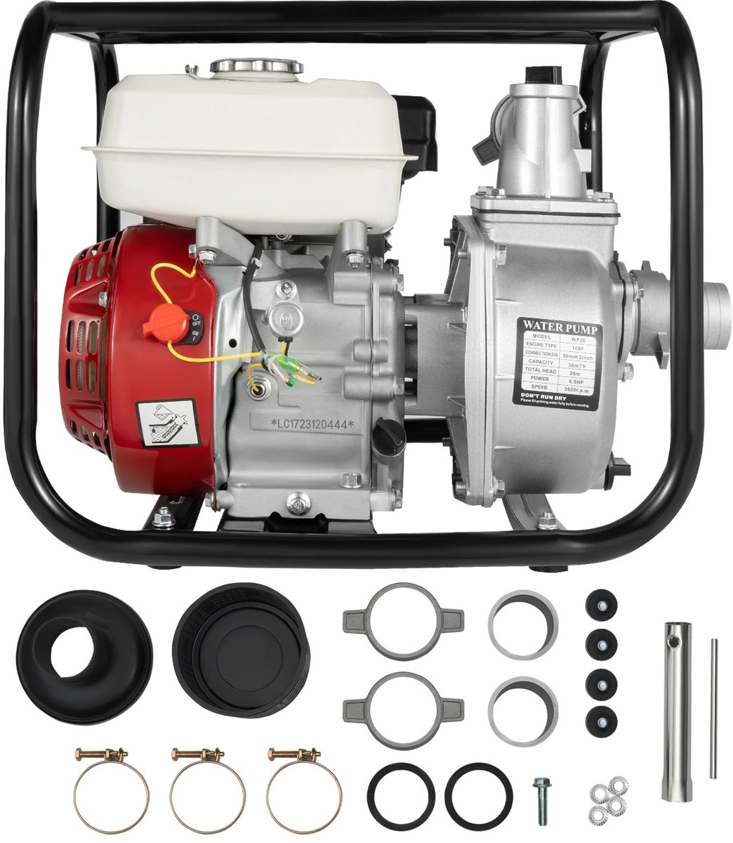 Velori Benzine Waterpomp 6,5 PK - Tuinpomp - Irrigatiepomp - Wateroverdrachtpomp - 210cc 4-Takt OHV Motor - 36 m³/u - 28 m Opvoerhoogte - 2 Inch Aansluiting
