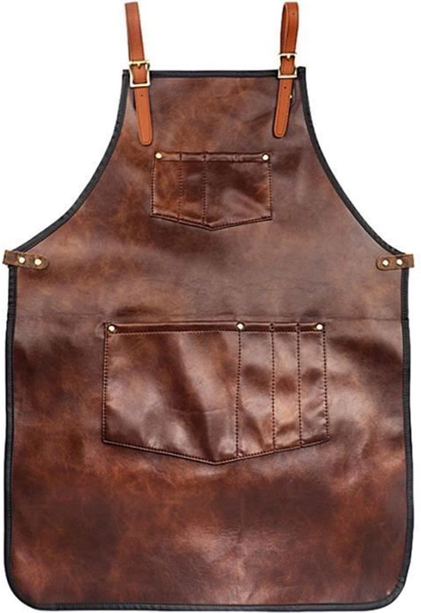 Keukenschort - Leer - Bruin - Waterdicht - Verstelbaar - 78x61 cm