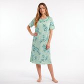 Dames Nachthemd met Korte Mouw -6578- en Bloemenprint XL (42-46) GROEN