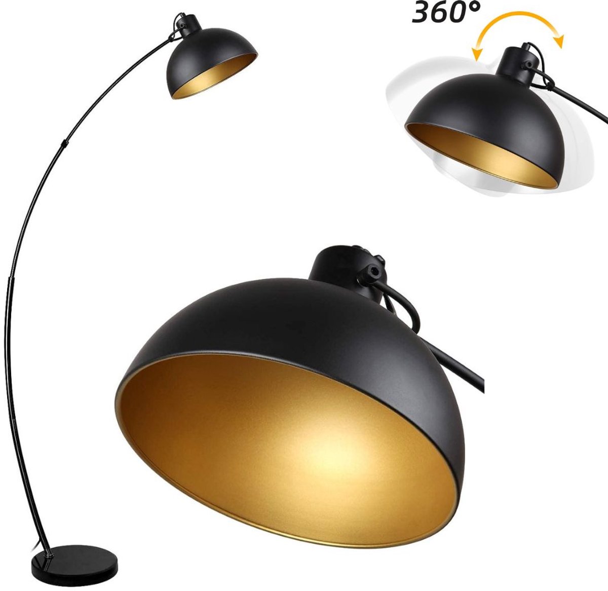 CLVP® Booglampen Staand Voerlamp - Vloerlampen Woonkamer - Zwart
