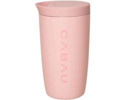 Cabau - Bloom Cup – RVS Thermosbeker met Tuit – 360 ml – Soft Pink – Houdt Drank 8 Uur Warm & 12 Uur Koud – Lekvrij & Dubbelwandig – Travel Mug – Koffie to Go Thermosbeker
