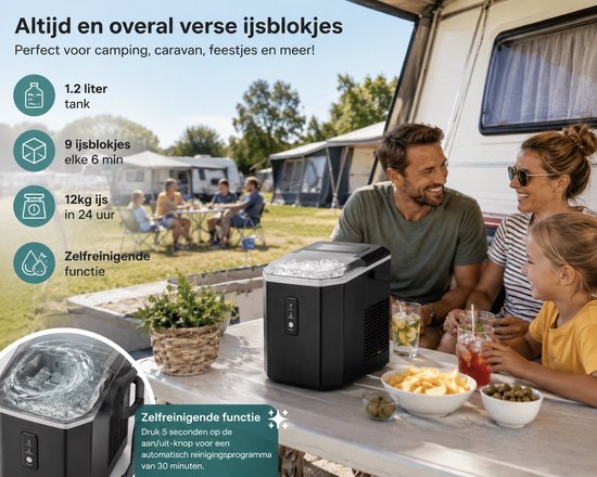 Jurrys ijsblokjes machine - IJs - 18kg per 24uur - Zilver - Elektrisch - Handmatig water vullen - Kubus - 39cm x 31cm x 37cm van Jurrys — afbeelding 4