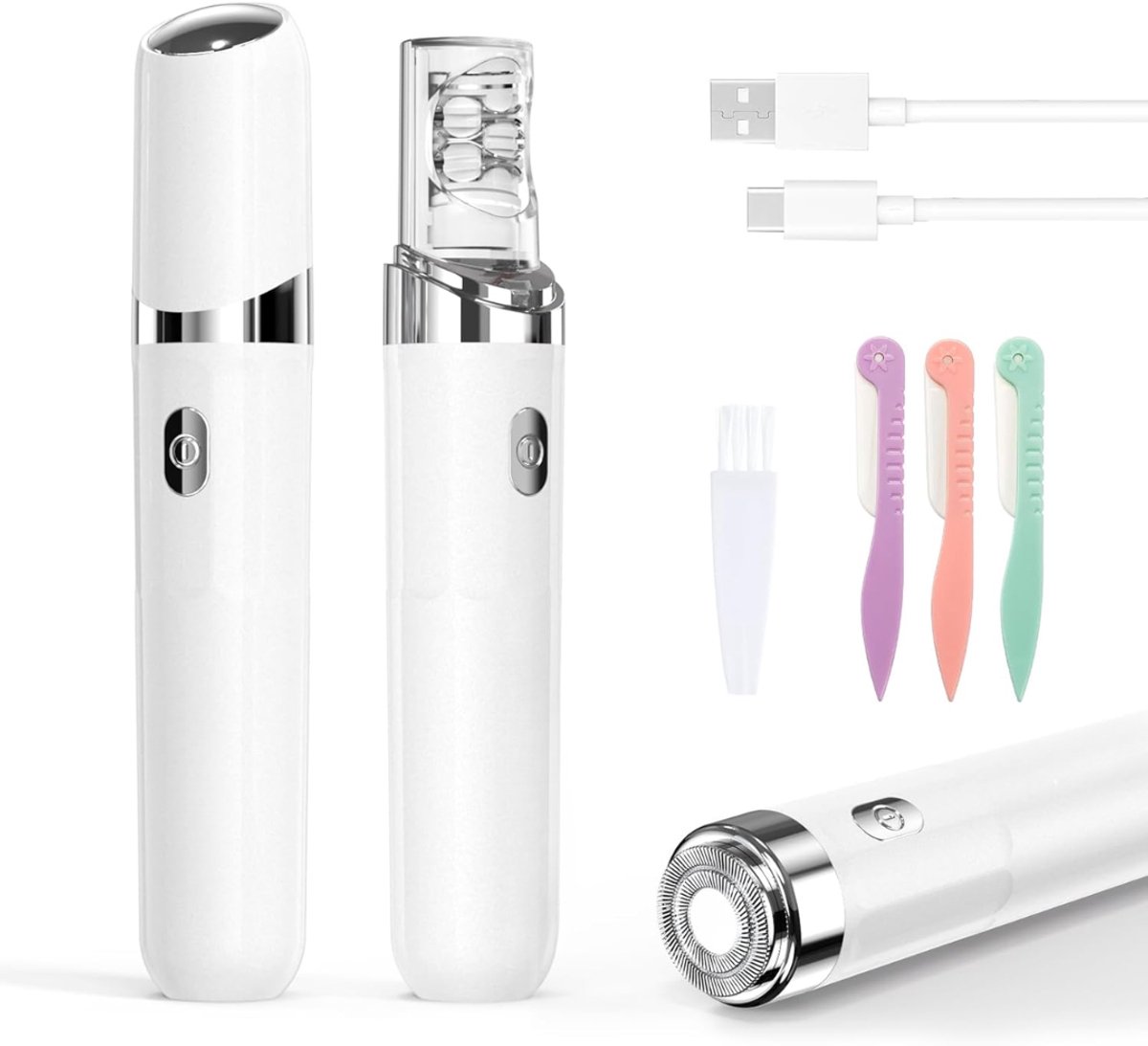 SNJY® Epilator - Gezichtsepilator Vrouw - Epilator Gezicht - 2-in-1 Scheerapparaat en Haarverwijderaar - Wit