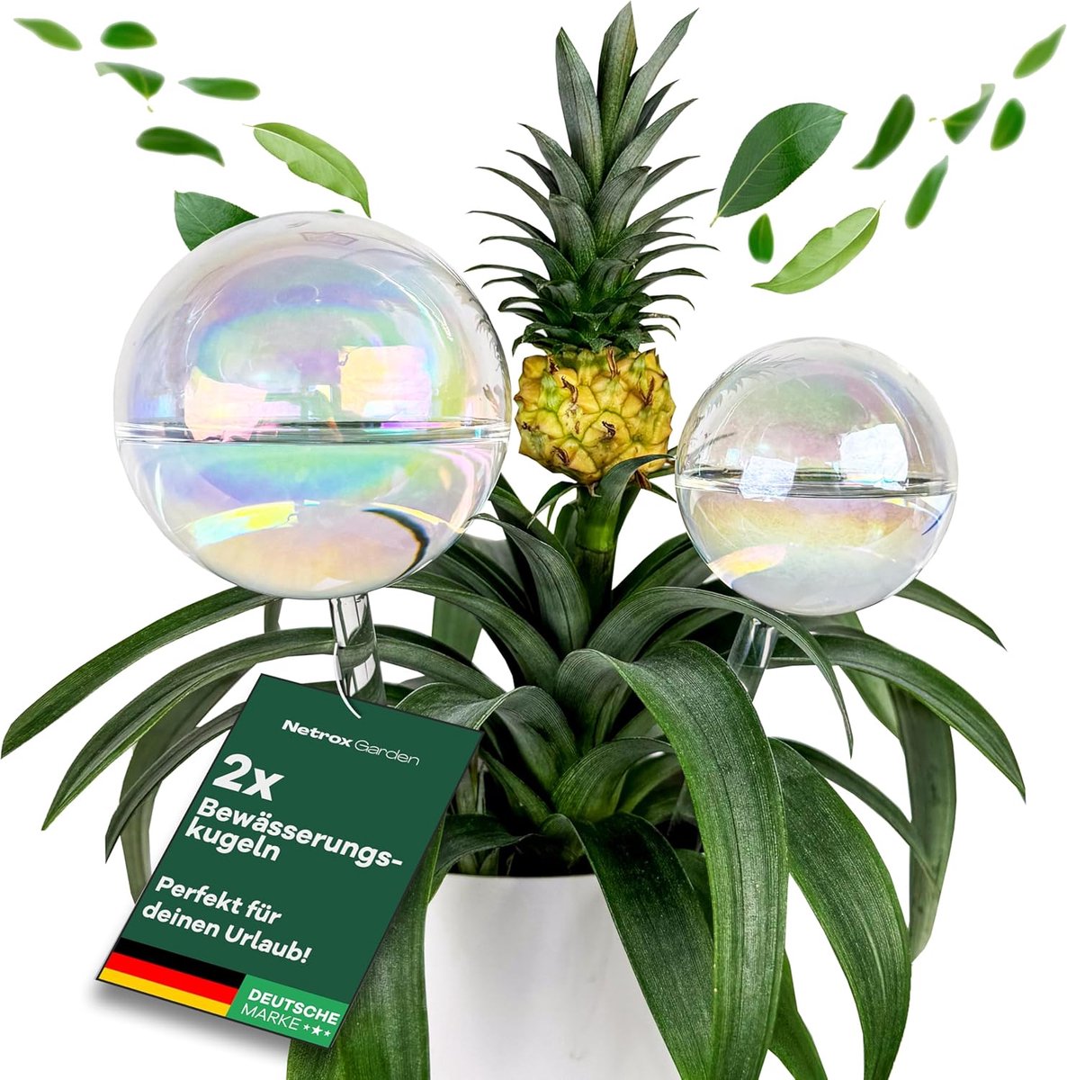Thijox - Set van 2 Glazen Irrigatieballen 400 ml & 180 ml - Automatische Plantenirrigatie voor Bloemen & Tuin - Ideaal voor Vakantie en Balkonbewateri