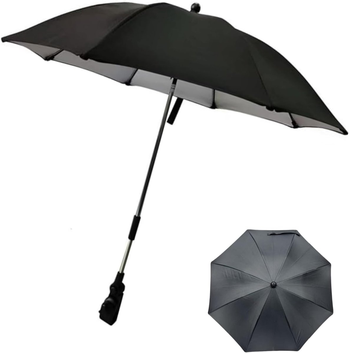 Thijox - Kinderwagen Parasol Zwart - UV-Bescherming Parasole voor Baby - Lichtgewicht en Verstelbaar - Ideaal voor Buiten, Wandelen en Zomer Activitei