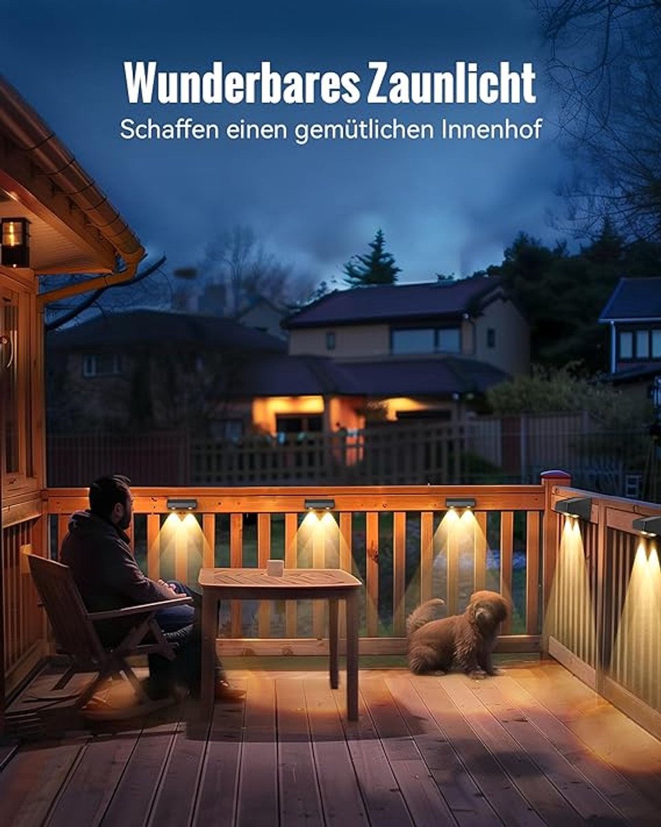 Solar Omheiningsverlichting Set Van 12 - Zonne-energie Tuinlampen Voor Buiten - Warm Wit LED Hekverlichting - Waterdichte Traptreden- En Padverlichting Voor Tuin, Terras, Schutting En Balkon