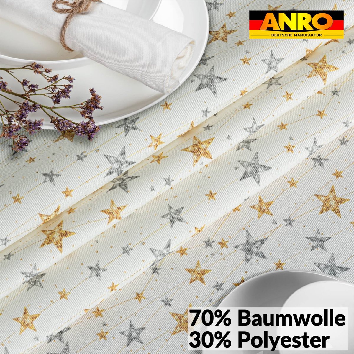 ANRO Tafelkleed Kerststerren Meerkleurig 140x100cm Rechte rand Afwasbaar Waterafstotend