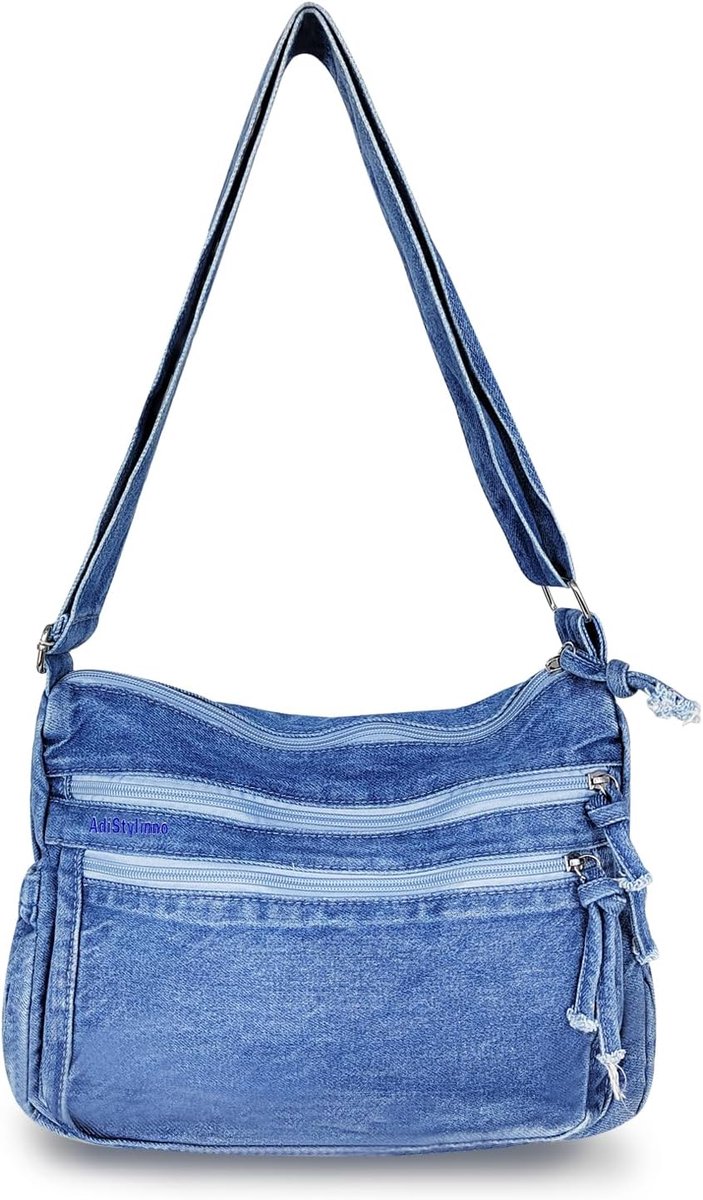 Dames denim hobo tas - retro canvas schoudertas - lichtgewicht crossbody tas - ruime handtas - SnelShoppen