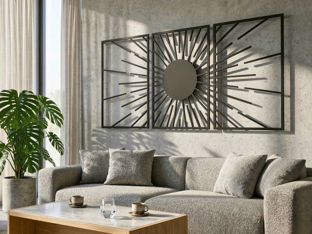 Wanddecoratie Boho Stijl, Houten Wandbeeld, 3D Wanddecoratie voor Thuis, Moderne Beelden voor Huis Kantoor Slaapkamer, Woonkamer - 195x93cm