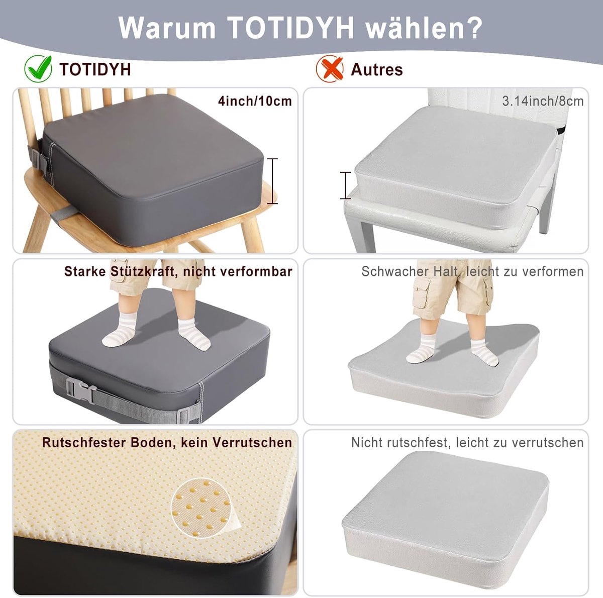 SnelShoppen - Zitverhoging Kinderstoel PU Wasbaar - Demonteerbare Stoelverhoging voor Kinderen - Draagbare Boosterstoel met Antislip Onderkant en 2 Ve