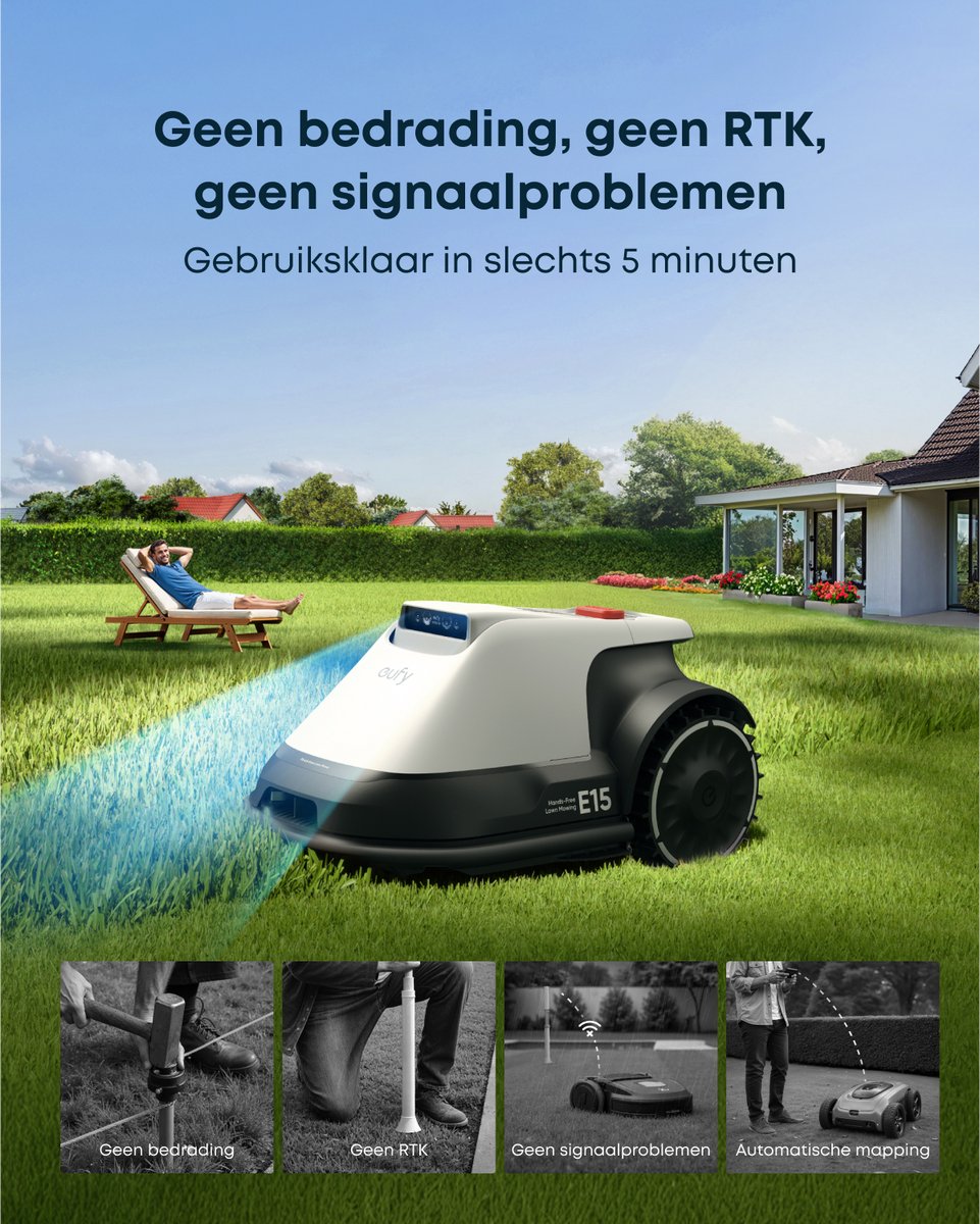 Eufy E15 Robotmaaier 800m² | Geen Grensdraad, Wel GPS+4G thumbnail 4