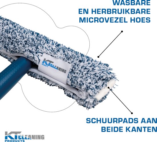 Wasbare en herbruikbare microvezelhoes met schuurpads aan beide kanten.