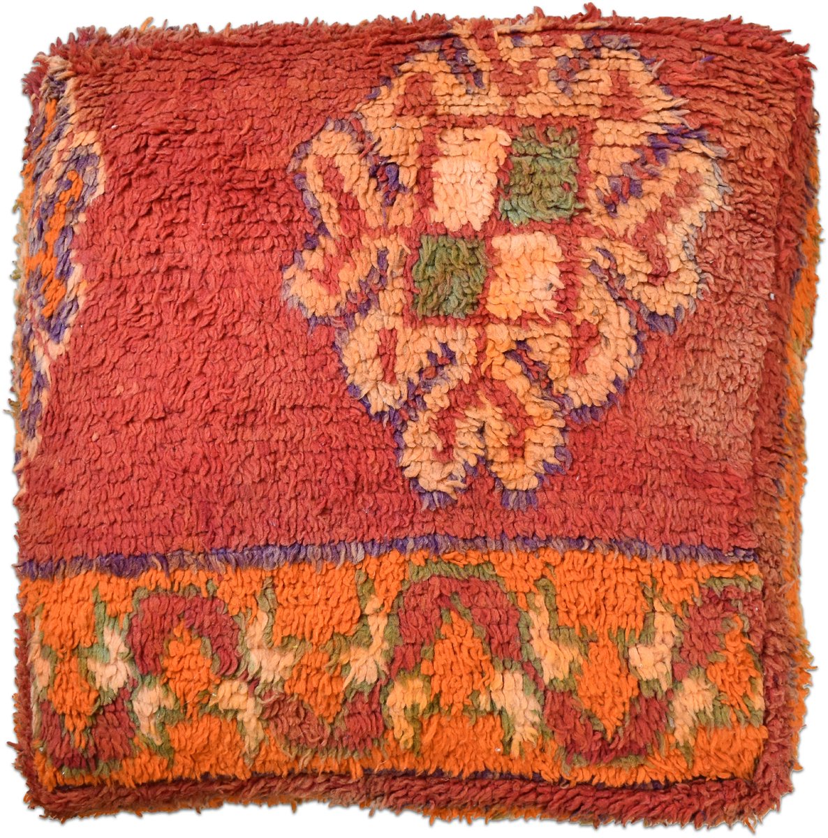 Poufs&Pillows Marokkaans beni ouarain vloerkussen - Uniek en handgemaakt - 60x60x20 CM - Gevuld geleverd - Kleurrijk palletkussen k1660