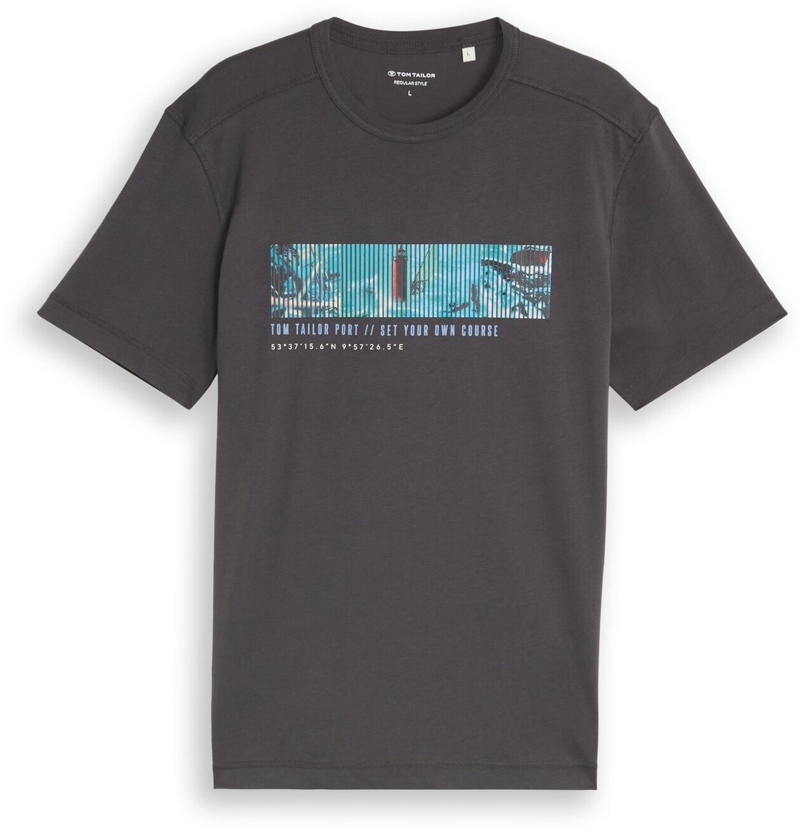 Tom Tailor - T-shirt met fotoprint - Maat M - Tarmac Grey