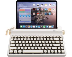 Thijox - Retro Mechanisch Toetsenbord YUNZII QL75 Draadloos Typewriter Toetsenbord RGB Backlit Hot Swappable Multi-Apparaat Wit Onyx Tactile