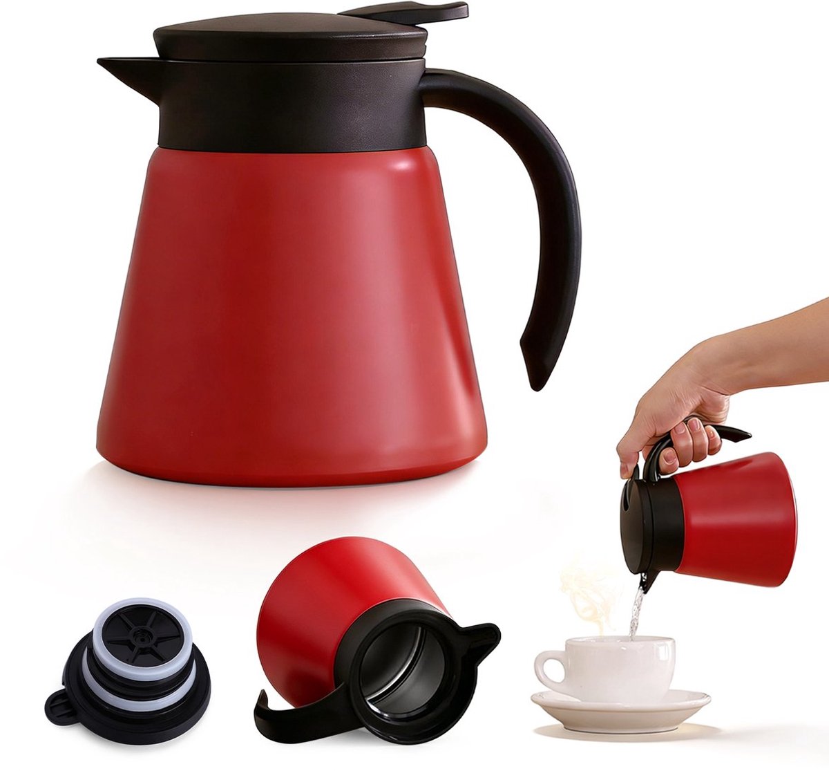 Roestvaststalen Thermische Koffiekan - 880ml Dubbelwandig Vacuüm Geïsoleerde Warmwaterkan