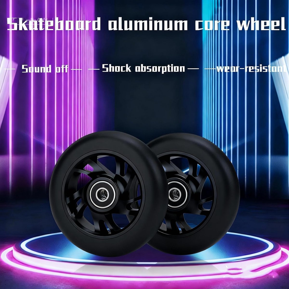 Thijox - Pro Stunt Step-Wielen 100 mm - ABEC 9 Kogellagers - Duurzaam PVC - 2 Stuks - Zwart - Compatibel met Razor, Apollo, Cox Swain en Meer