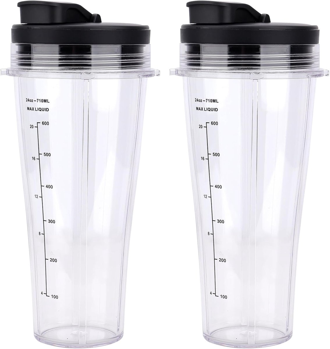 SnelShoppen 24oz Vervangbekers met Ventieldeksel voor Blender 2 Pack Vervangende Onderdelen Geschikt voor Ninja Blender NC300UK BN750UK BN800UK B