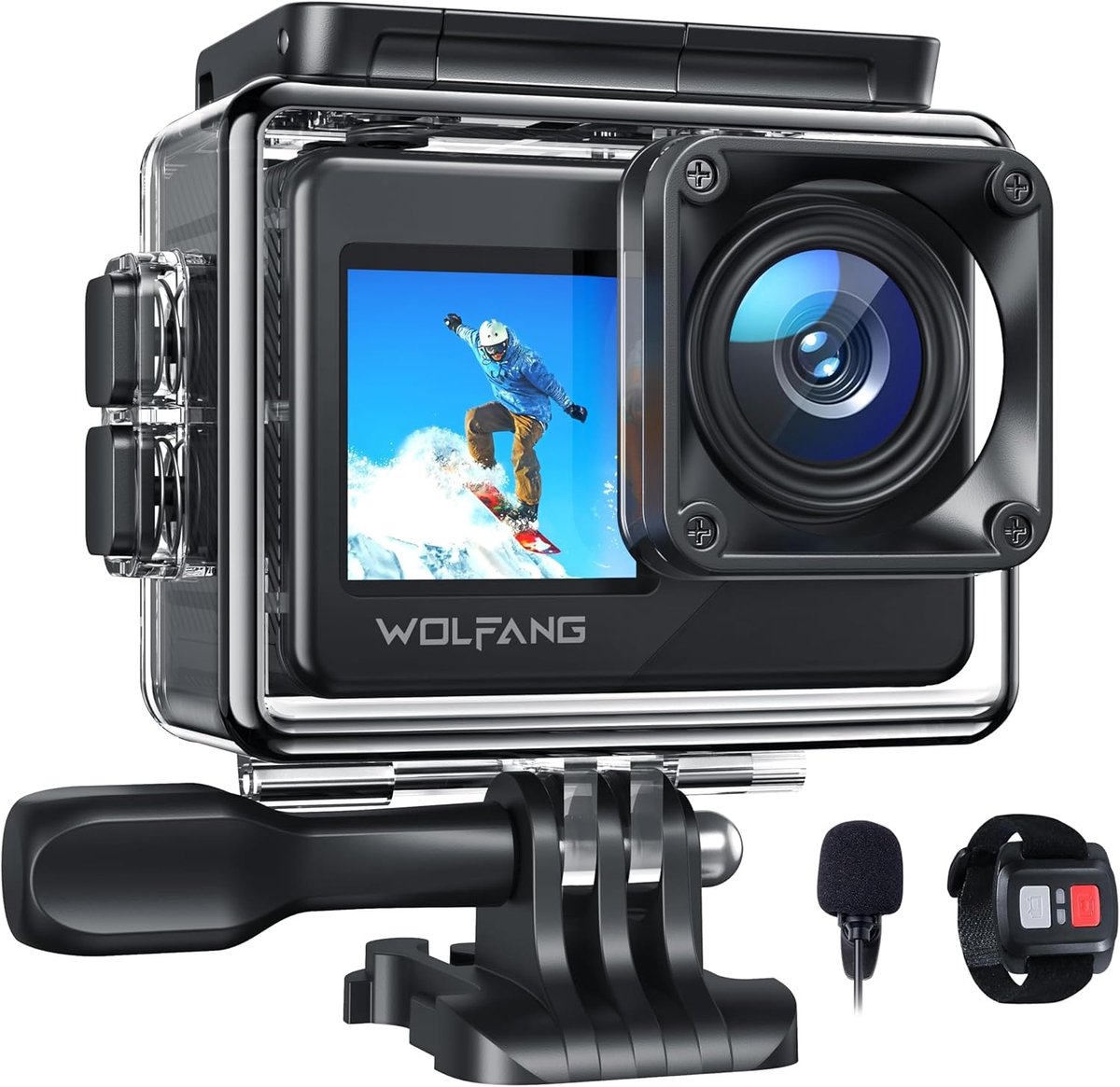 Thijox - GA120 4K Actiecamera 20MP Waterproof Onderwatercamera voor Snorkelen, 170° Groothoek Vlogcamera met EIS en Dual Screen, Externe Microfoon, Af
