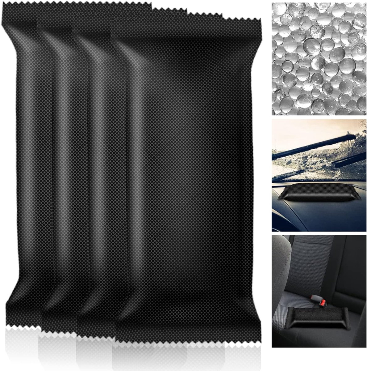 Thijox - 4 x 500 g Oplaadbare Luchtontvochtiger Auto - Vochtabsorberende Tas voor Snel Werkende Ontvochtiging in Auto, Kelder, Garage & RV - Ideaal vo
