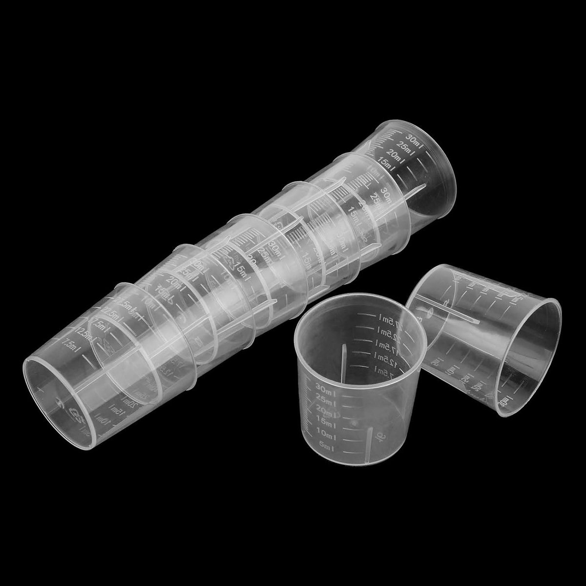 Thijox - 10 Stuks Plastic Vloeibare Maatbekers Mini Clear Keuken Cups - 30 ml Gegradeerde Maatbeker - Transparante Plastic Keuken Meetgereedschap voor