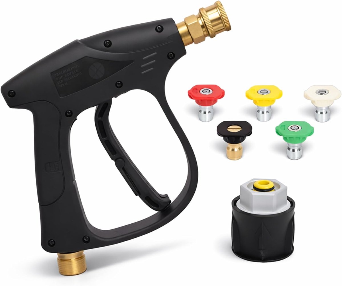 Thijox - Hogedrukreiniger Gun Handle met 5 Watermondstukken en 1/4" Quick Connector - Compatibel met diverse hogedrukreinigers voor Auto-, Tuin- en Hu