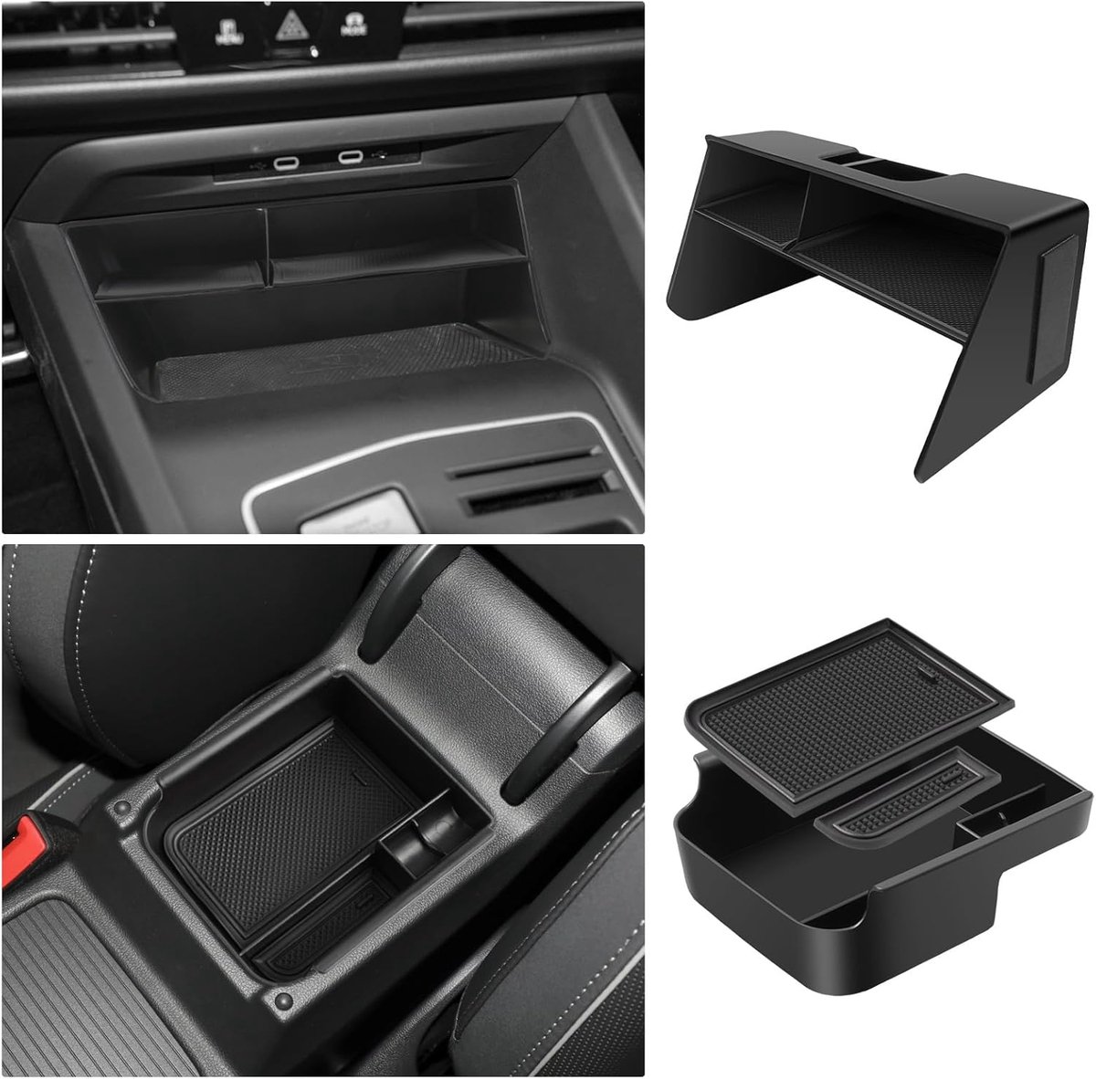 Thijox - 2 stuks Middenconsole Organizer Tray voor V-W Golf 8, MK8 GTI GTD GTE 2020-2024 - Handige Opbergbox voor Handschoenenkastje en Armleuning Acc