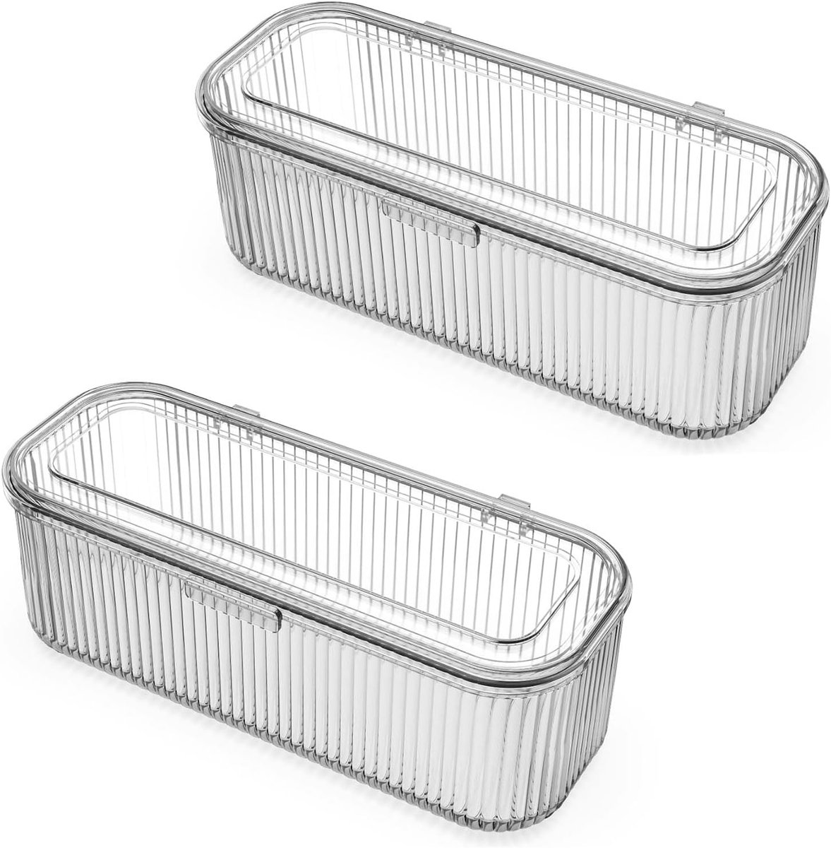 SnelShoppen - Makeup Kwast Houder, Doorzichtige Spons Opbergdoos, Cosmetische Opbergdoos met Deksel, Dresser Opbergbox, 2-Pack, Dustproof & Waterproof