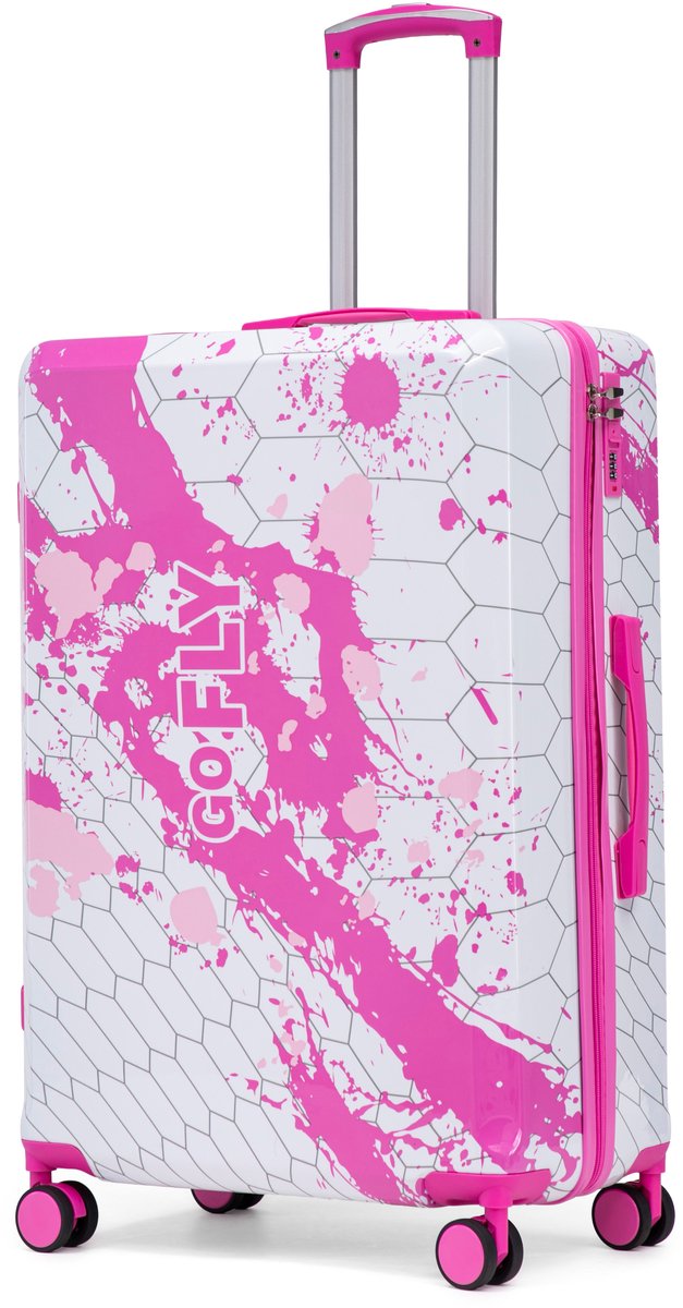 Grote harde koffer - Roze reiskoffer - 360° dubbele wielen - Veilig cijferslot - Polycarbonaat - Lange vliegvakanties - 76,5 cm - Roze