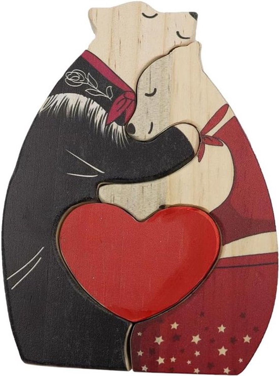 - Houten Beren - Decoratieve Ideeën - Gepersonaliseerd - Art Animal Jigsaw Sculptuur - Thuis Decoratie - Cadeau - Verjaardag Kerst Moederdag Vaderdag - Bruin Teddy Pluche - Geschikt voor woonkamer slaapkamer - Liefde Beer in Hout Design.