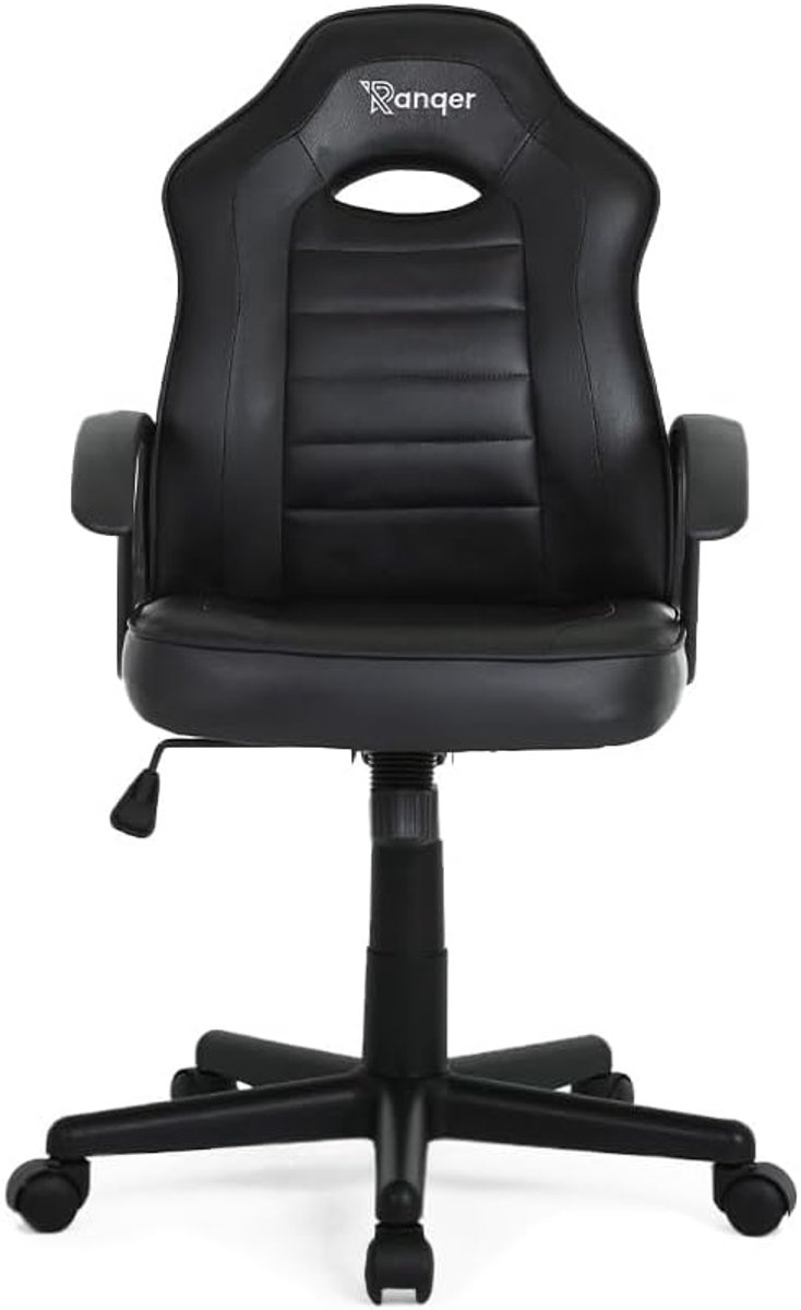 SnelShoppen - Junior Gaming Chair voor Kinderen - Ergonomisch en Verstelbaar - Comfortabele Zwarte Stoel voor Gaming en Studeren - Duurzaam PU Leer