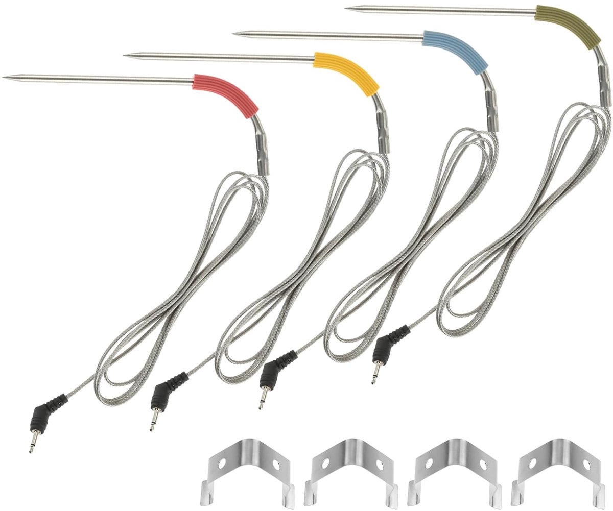 Thijox - Set van 4 iGrill-sondes voor Weber iGrill 2, Mini, 3 - Vleessensor met -30 °C tot 300 °C bereik - Groen, Blauw, Rood, Geel - Perfect voor BBQ