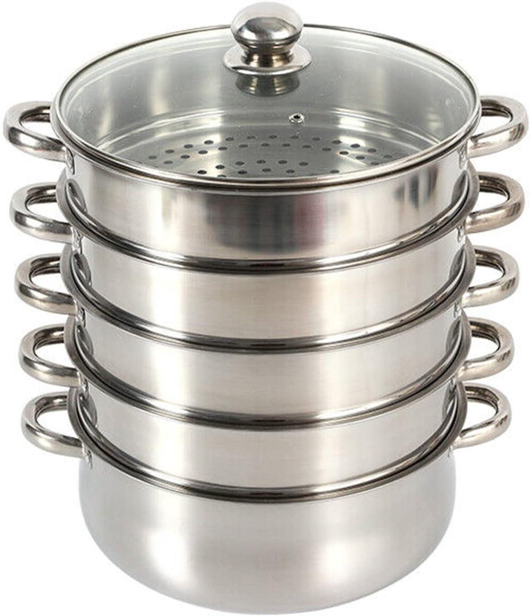 Stoompan RVS - Stoomkoker Mantykoker - Gezond Koken - Vijf Lagen - 30 cm - Zilver
