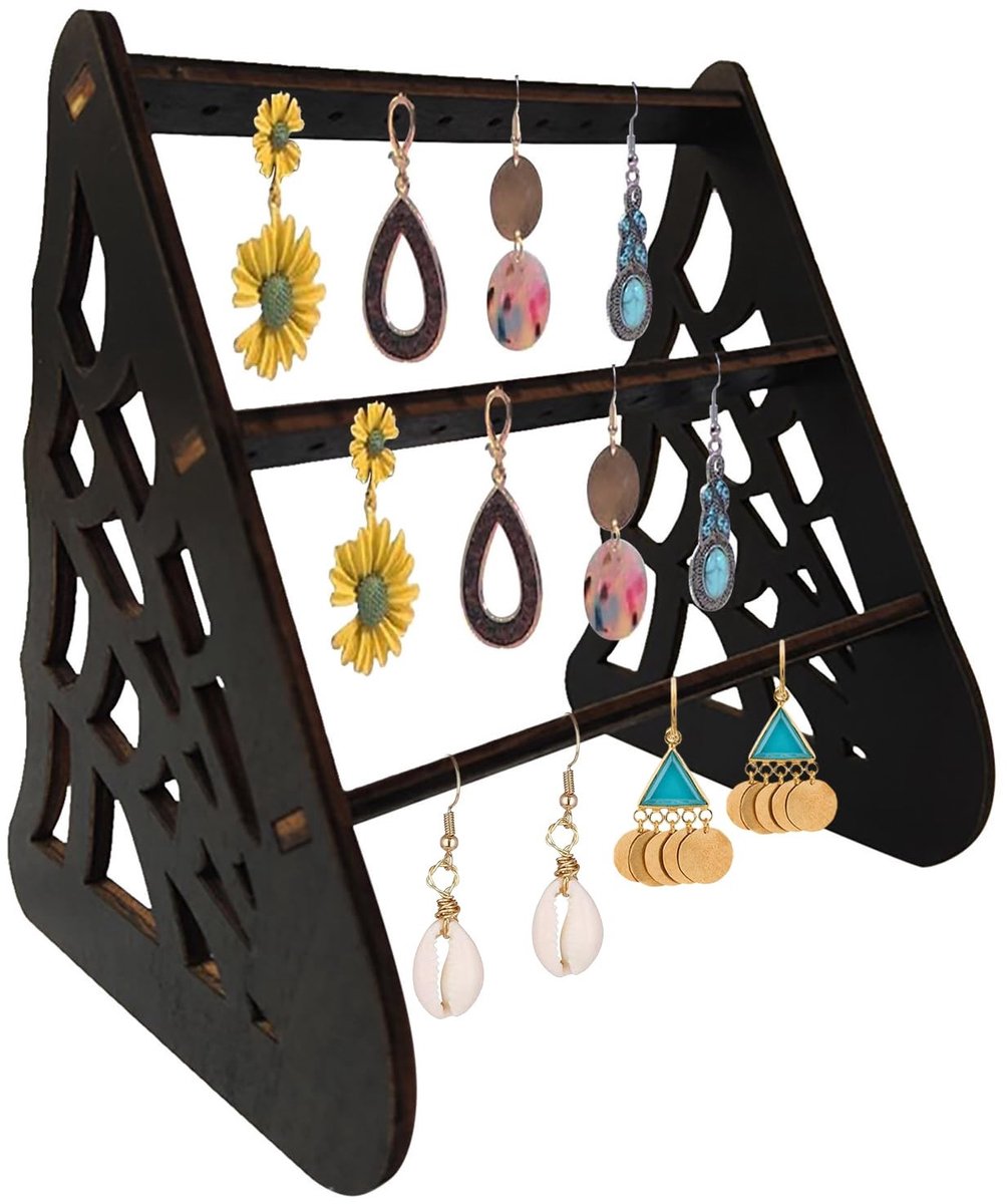 Dailygoods- Sieradenopberger met 36 Compartimenten - Oorbellenrekje - Sieradenhouder - Oorbellen Display - Houten Opberger - Ruimtebesparend Design - Oorbellenhouder