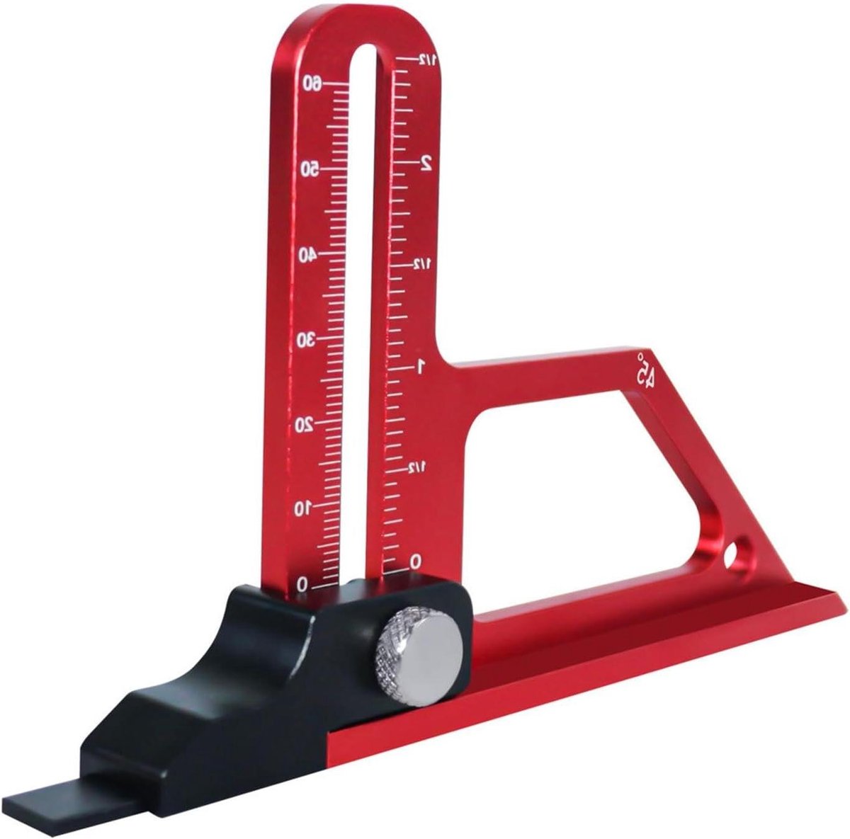 Tafelzaag Dieptemeter - Hoogte Liniaal - Houtbewerking Precisie - Dubbele Metrische Inch - 12.1L x 7.6B cm - Rood