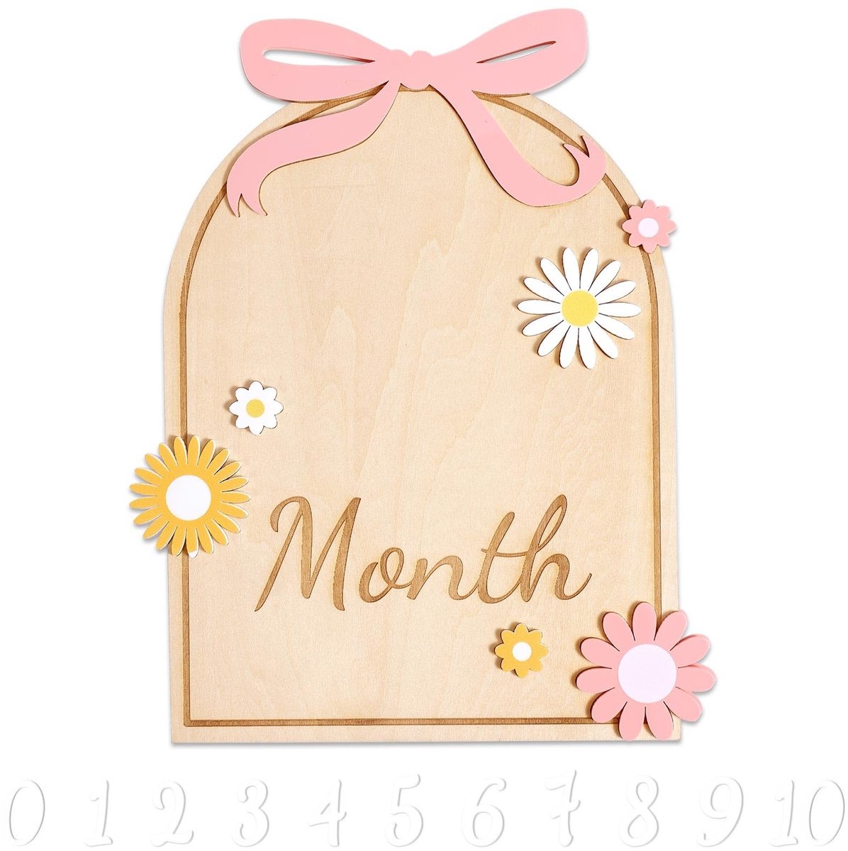 Dailygoods- Babymijlpaalkaart Houten - Maandelijkse Mijlpaal - Fotografie Accessoires - 11 Cijfers - Kleurrijk - 20x16 cm - Mijlpaalbord