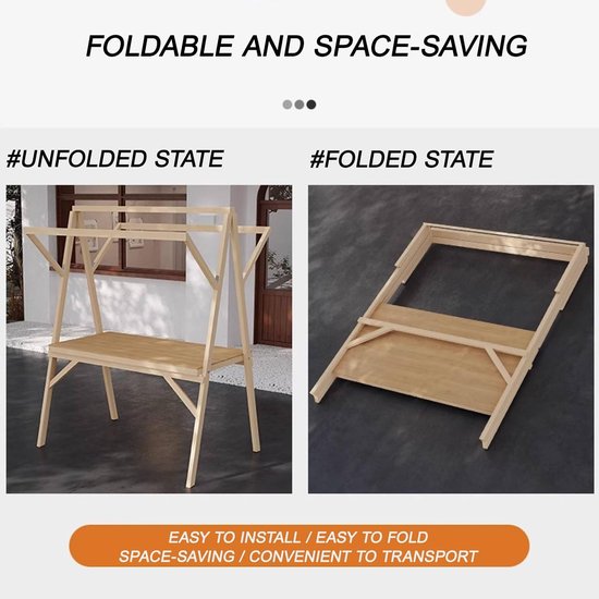 Houten Marktkraam - Voedselkar Mobiel - Buiten Verkopen - Opvouwbaar Ontwerp - 150 cm Breed - Oranje — afbeelding 2